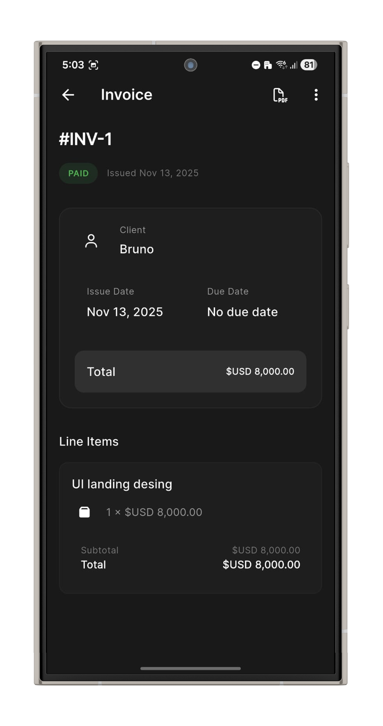 Track every invoice. From draft to paid, all in one place